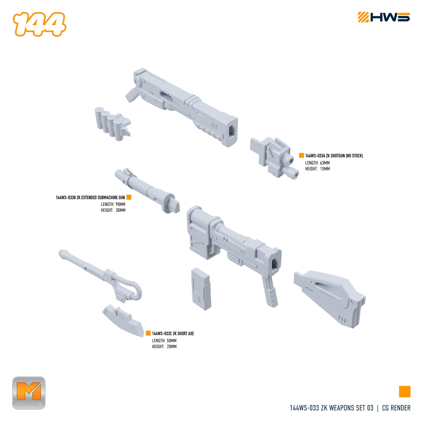 144WS-033 ZK Weapons Set 03 (Set of 3 Weapons) 1/144