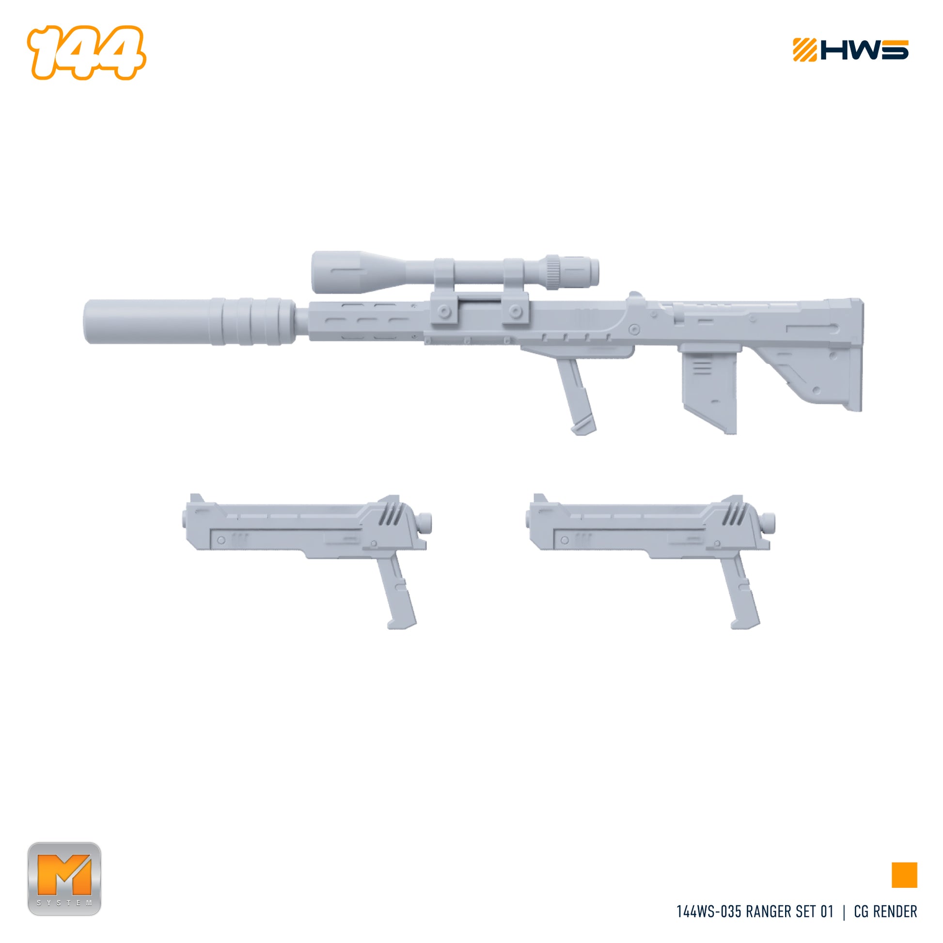 144WS-035 Ranger Set 01 (Set of 3 Weapons) 1/144