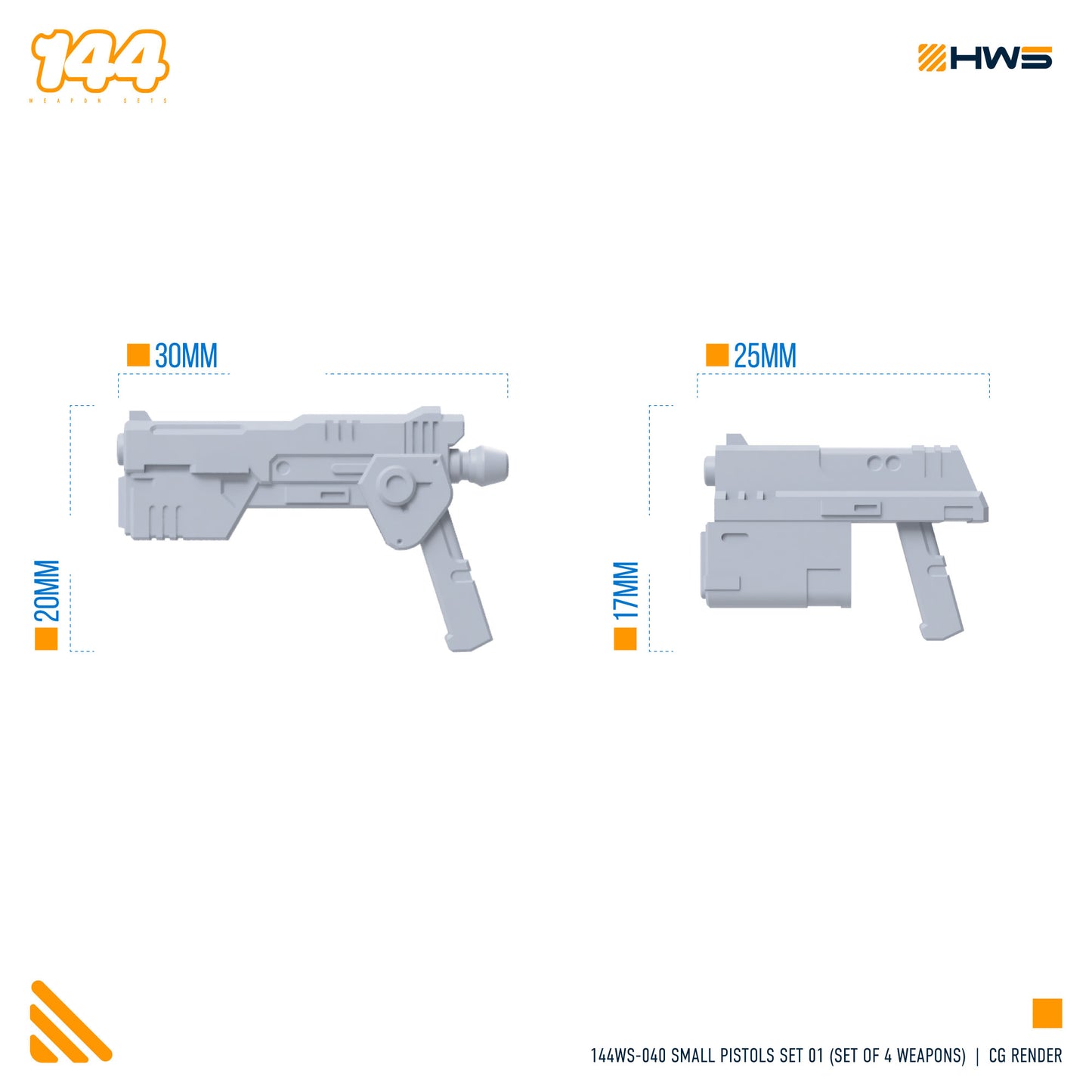 144WS-040 Small Pistols Set 01 1/144