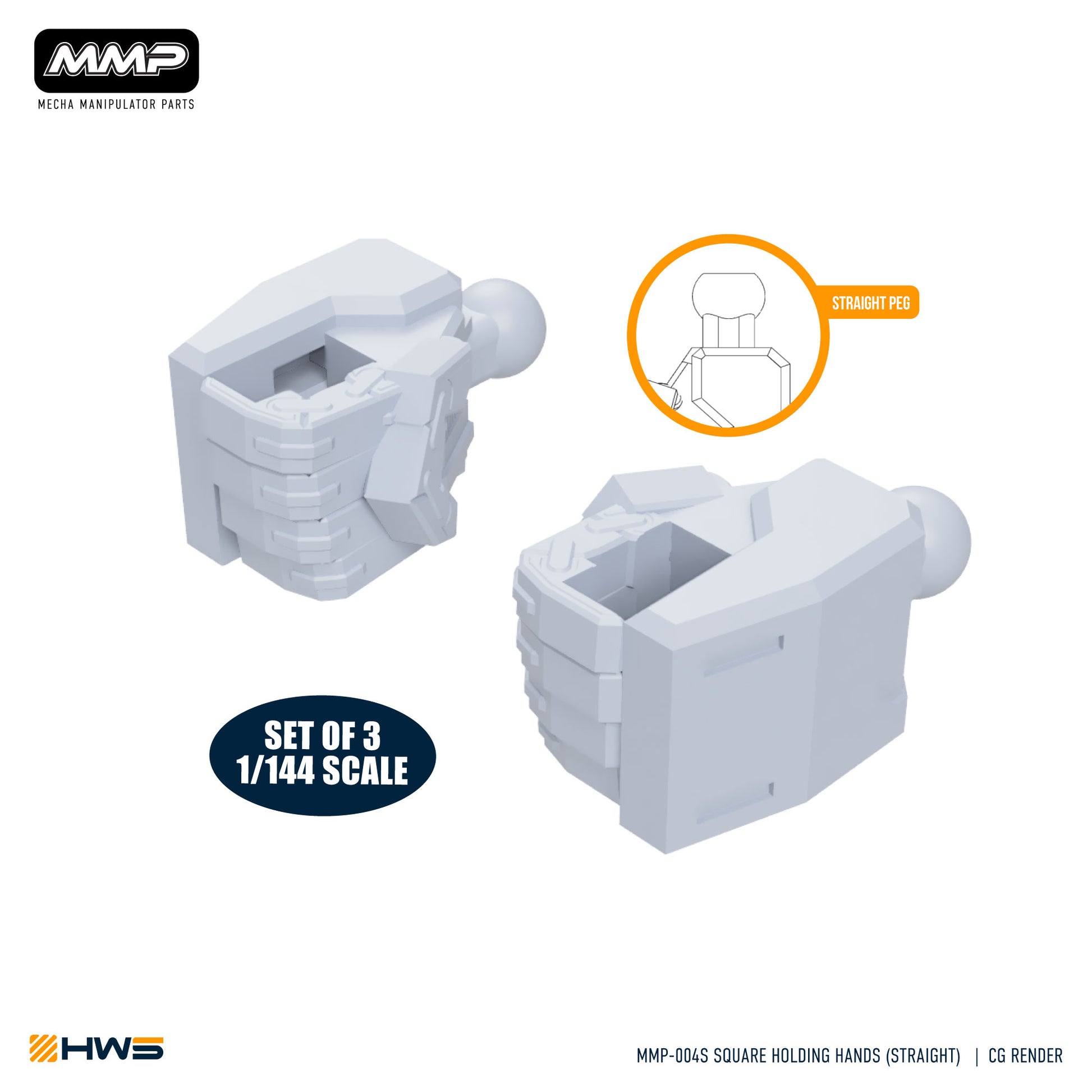 MMP-004S Square Holding Hands (Straight) Set of 3