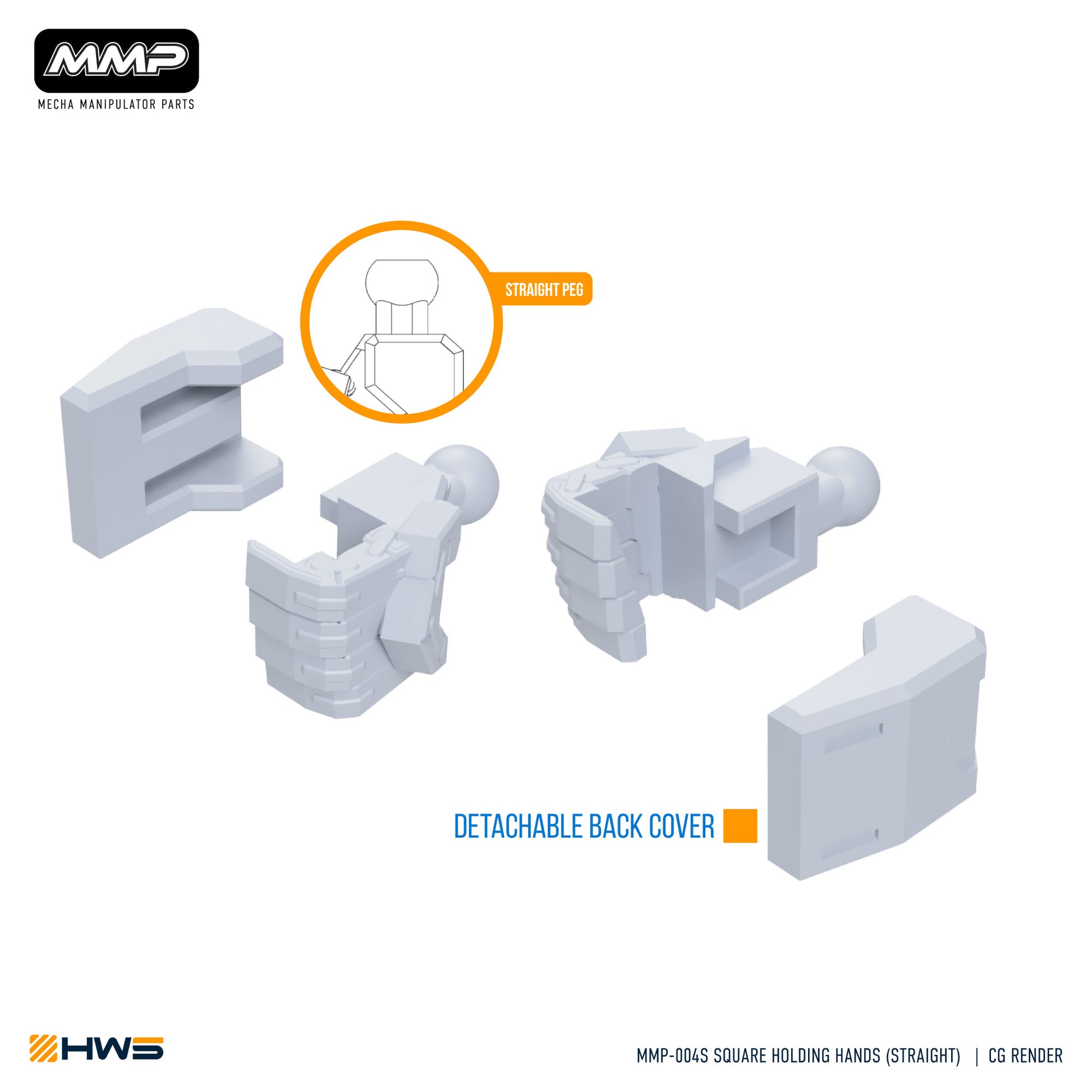 MMP-004S Square Holding Hands (Straight) Set of 3