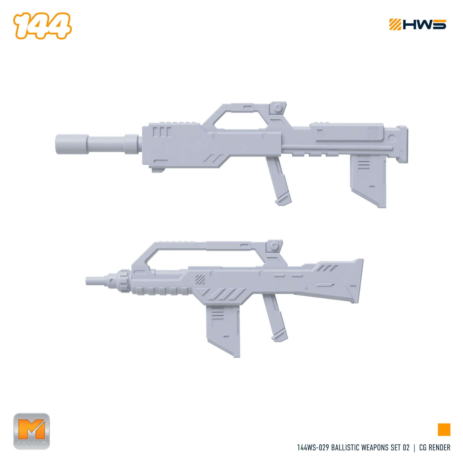 144WS-029 Ballistic Weapons Set 02 (Set of 2 Weapons) 1/144