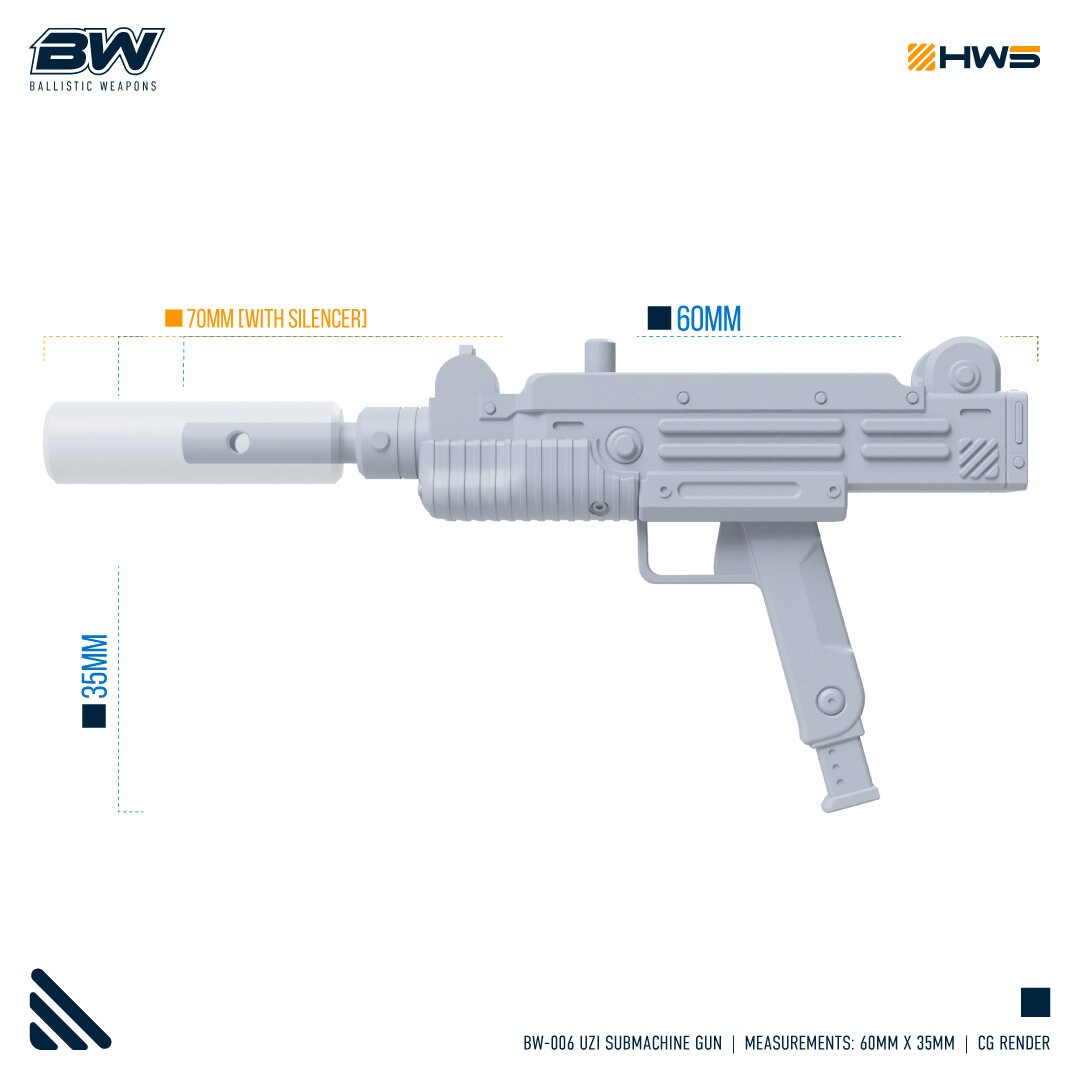 BW-006 Uzi Submachine Gun (Set of 2) 1/100